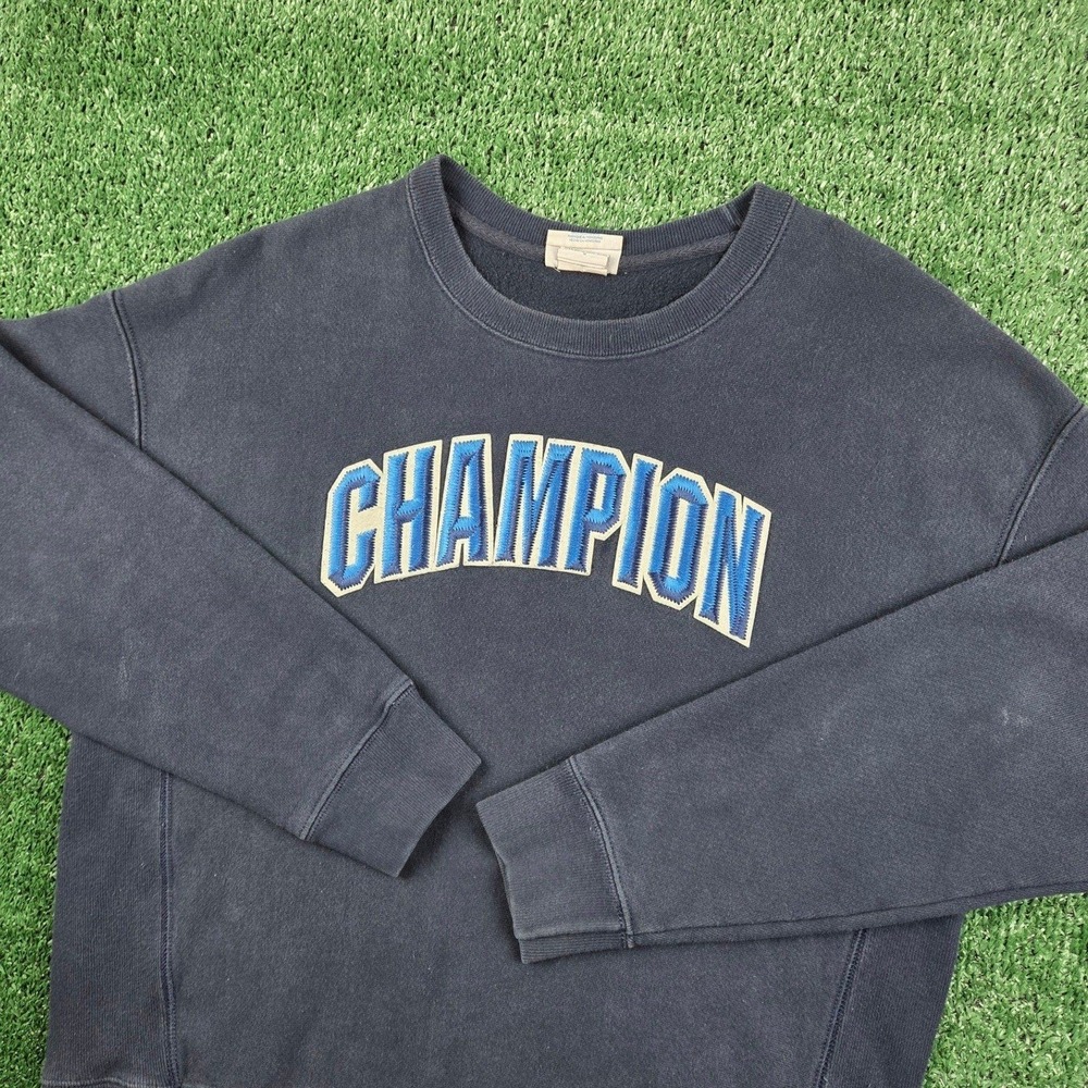 Vintage Champion Reverse Weave Sweatshirt Mens Large Navy Blue Embroidered Logo